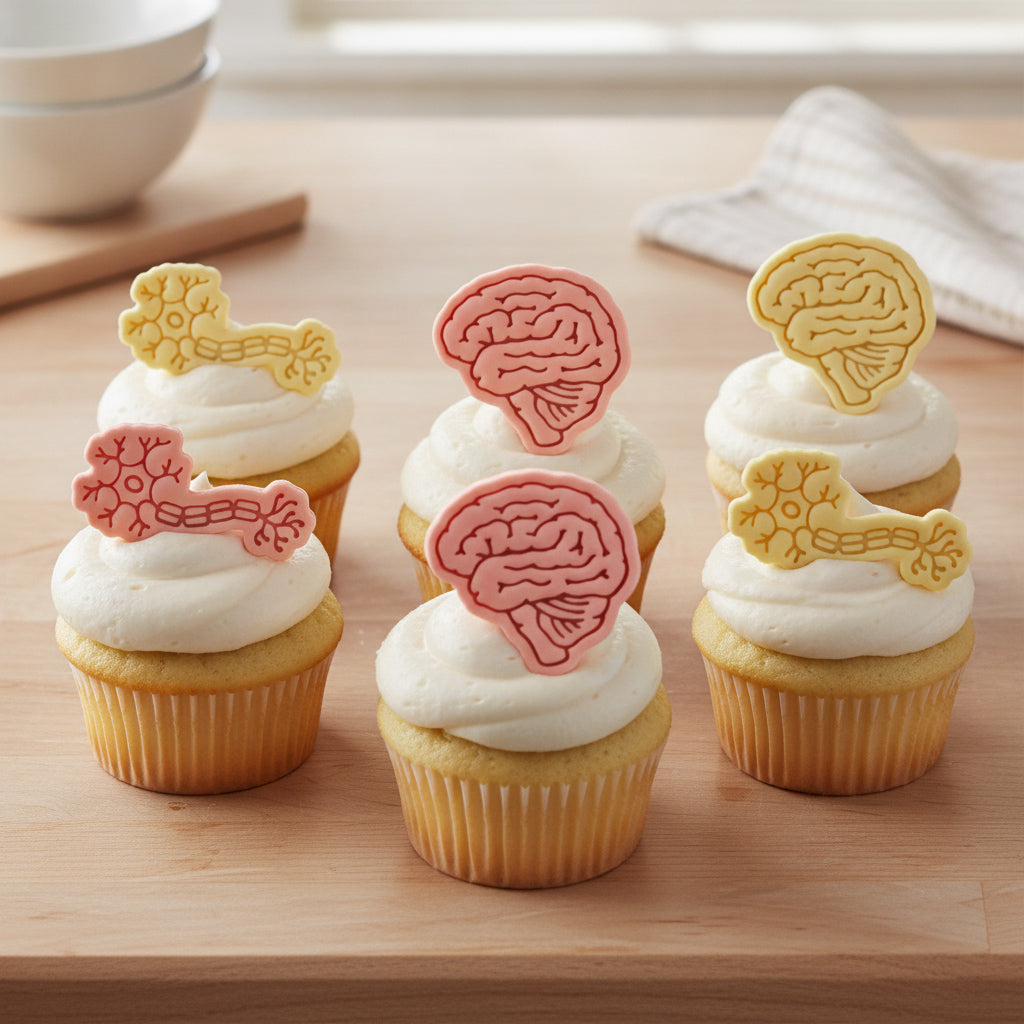 Set of 2 Lateral Brain & Neuron Mini Cookie Cutter & Stamp Set