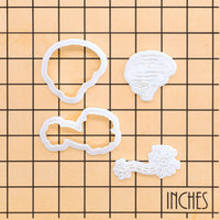 Set of 2 Lateral Brain & Neuron Mini Cookie Cutter & Stamp Set