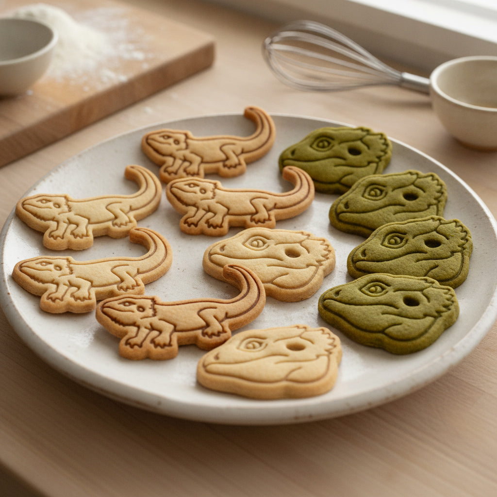 Set of 2 Bearded Dragon Pogona Face & Body Mini Cookie Cutter & Stamp Set
