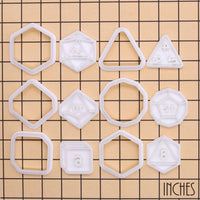 Set of 6 Mini Polyhedral Dice Cookie Cutter & Stamp Sets – Natural 20, D12, D10, D8, D6 & D4