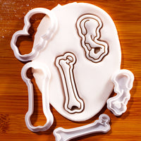Set of 2 Hip & Femur Bone Mini Cookie Cutter & Stamp Set