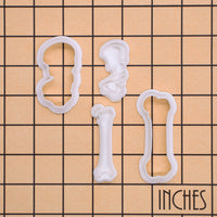Set of 2 Hip & Femur Bone Mini Cookie Cutter & Stamp Set