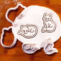 Set of 2 Fox Mini Cookie Cutter & Stamp Set