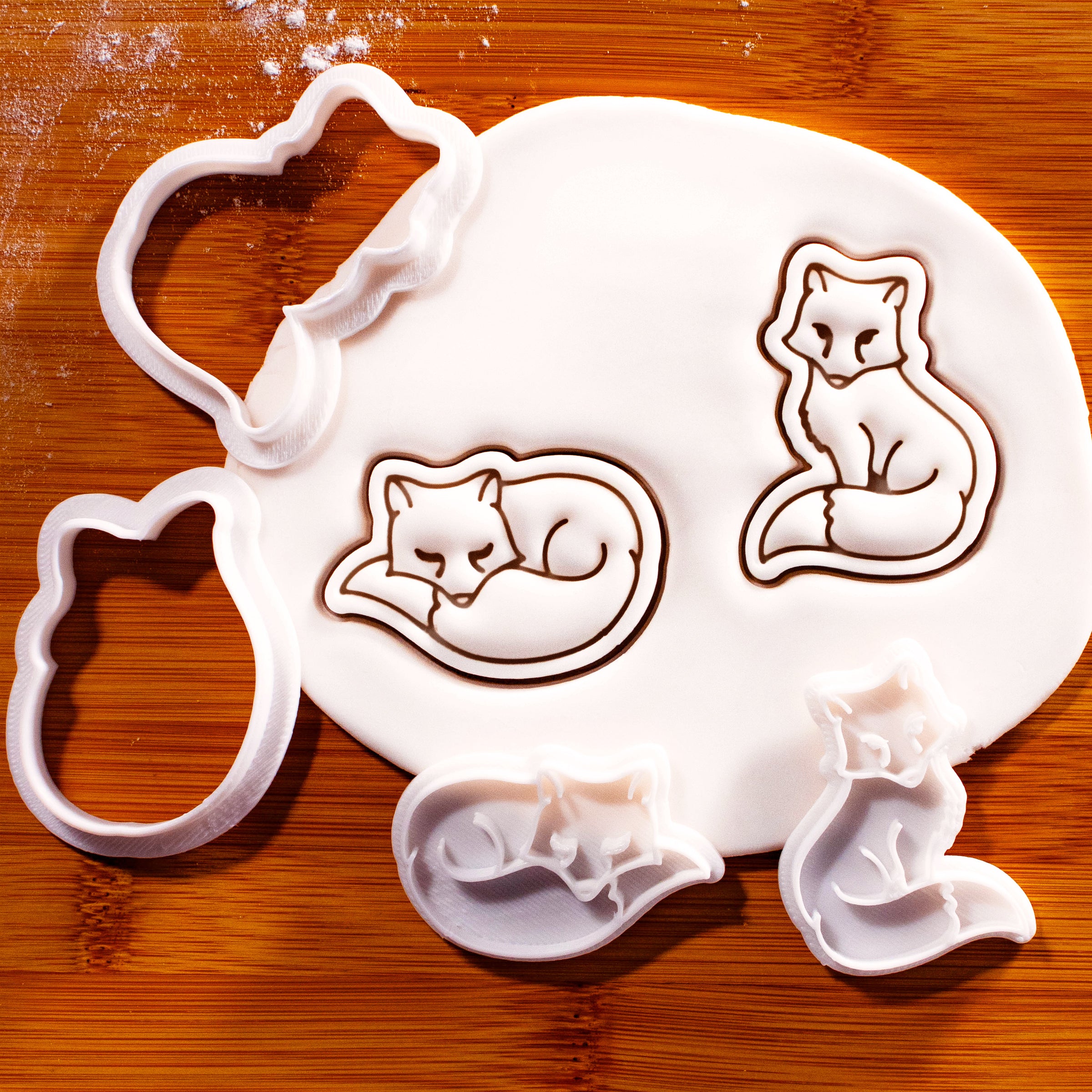 Set of 2 Fox Mini Cookie Cutter & Stamp Set