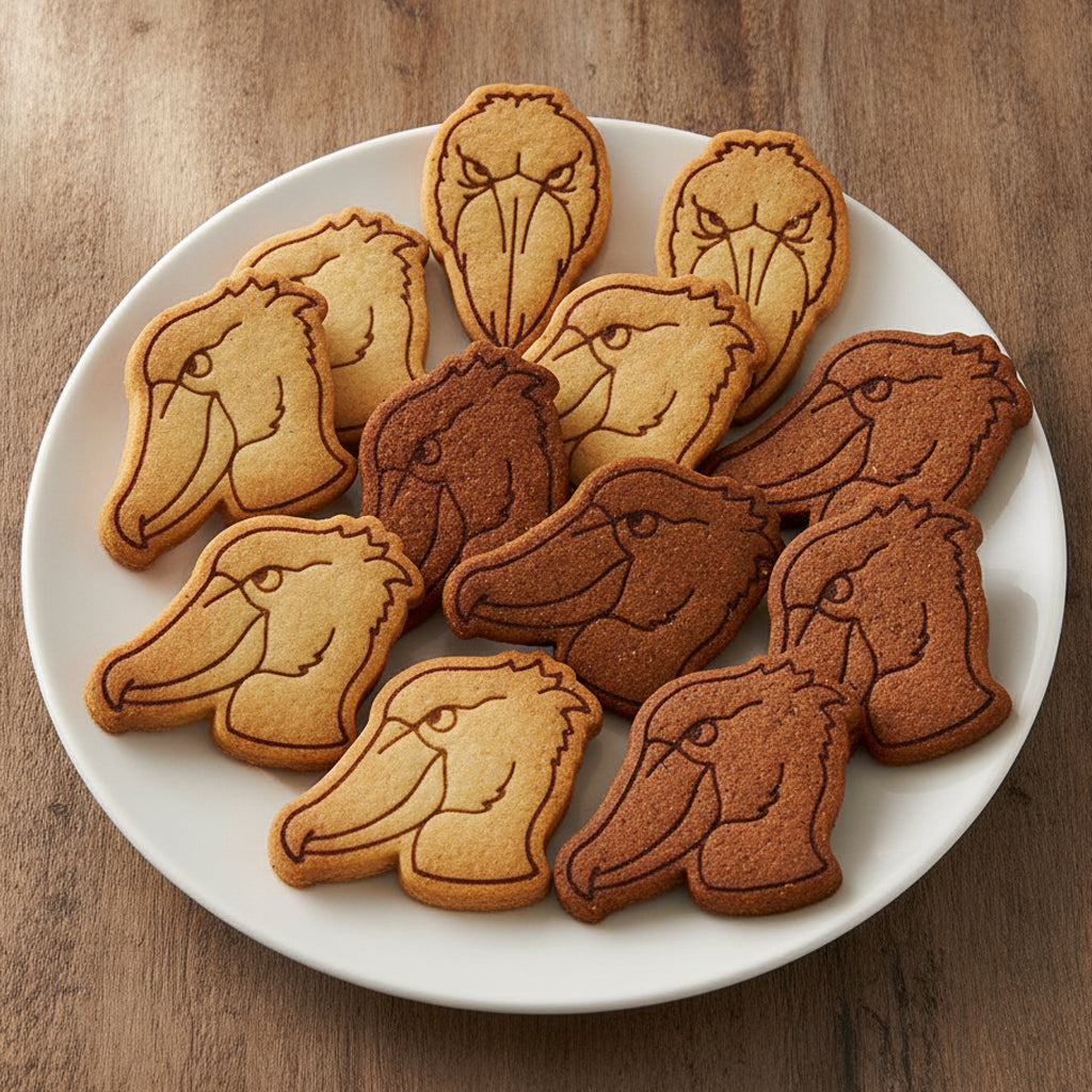 Set of 2 Shoebill Front Stare & Side View Mini Cookie Cutters & Stamps Set