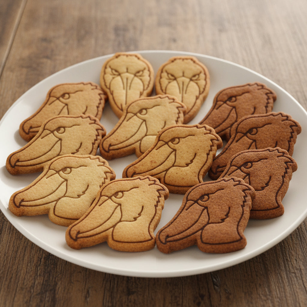 Set of 2 Shoebill Front Stare & Side View Mini Cookie Cutters & Stamps Set