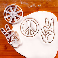 Set of 2 Peace Symbol & V Sign Hand Cookie Cutters