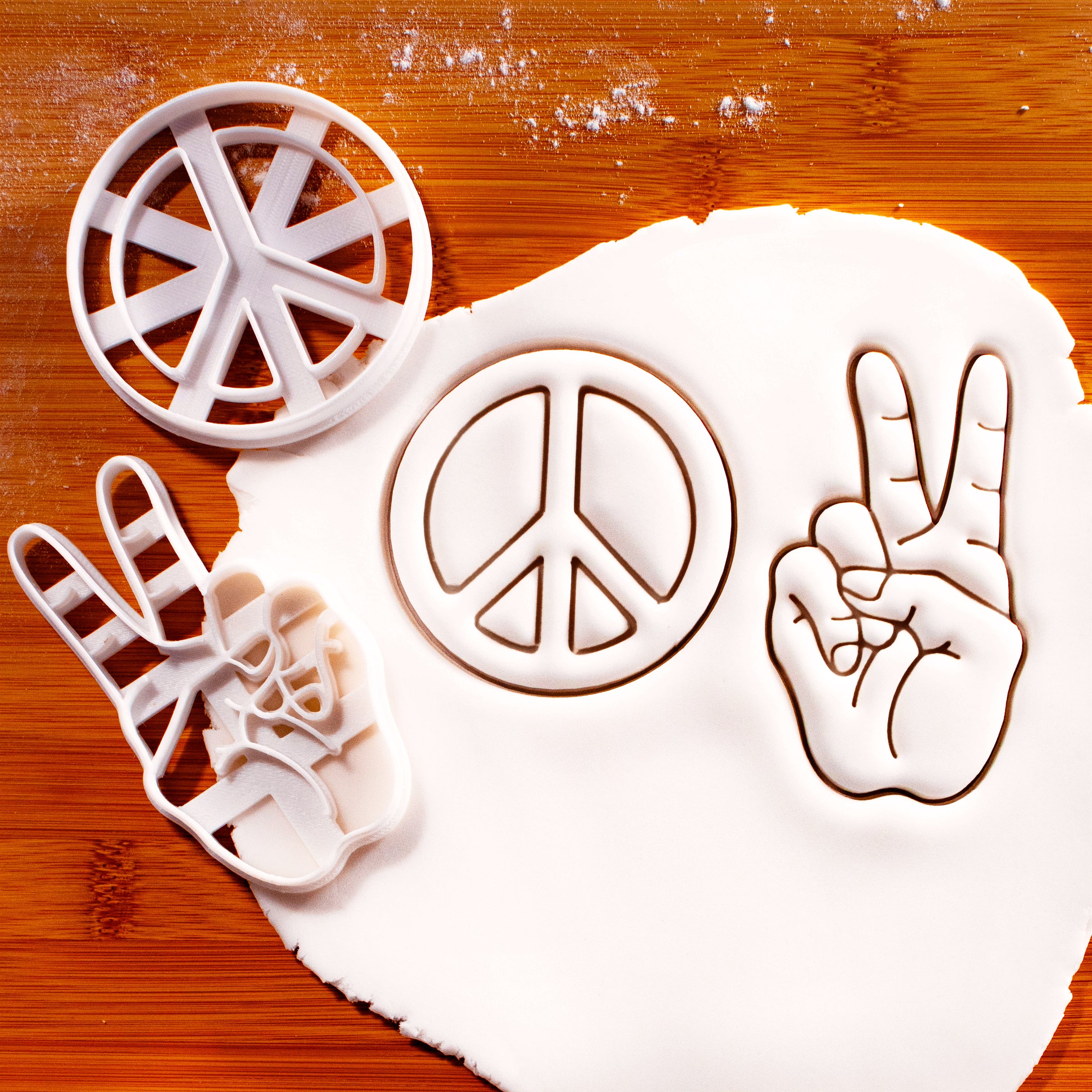 Set of 2 Peace Symbol & V Sign Hand Cookie Cutters