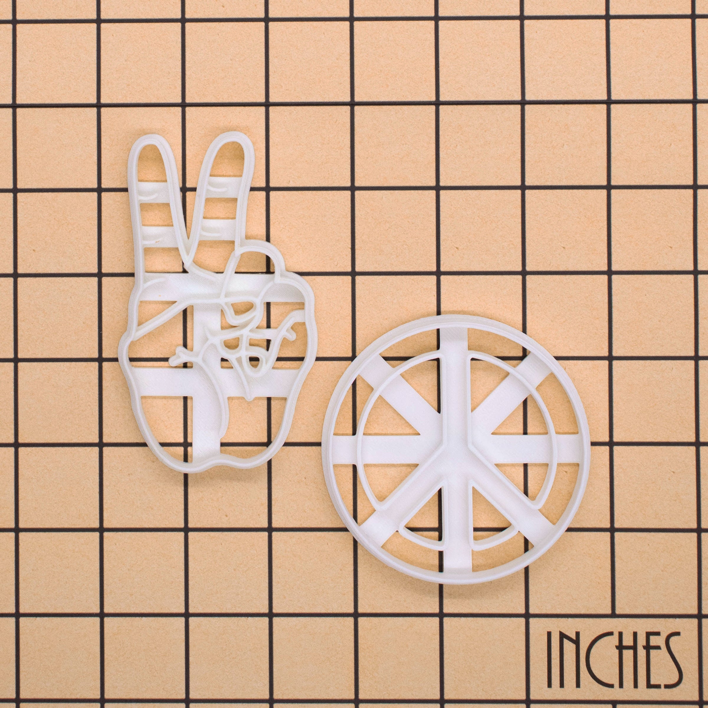 Set of 2 Peace Symbol & V Sign Hand Cookie Cutters