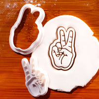 V Sign Hand Mini Cookie Cutter & Stamp Set