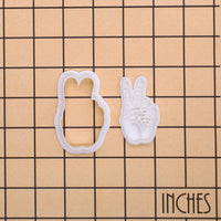 V Sign Hand Mini Cookie Cutter & Stamp Set