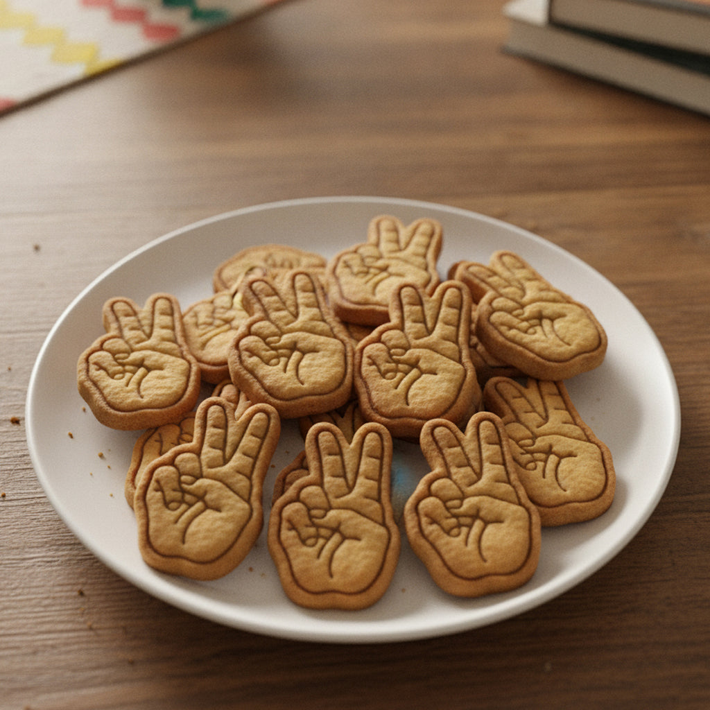V Sign Hand Mini Cookie Cutter & Stamp Set