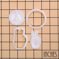 Set of 2 Peace Symbol & V Sign Hand Mini Cookie Cutter & Stamp Sets