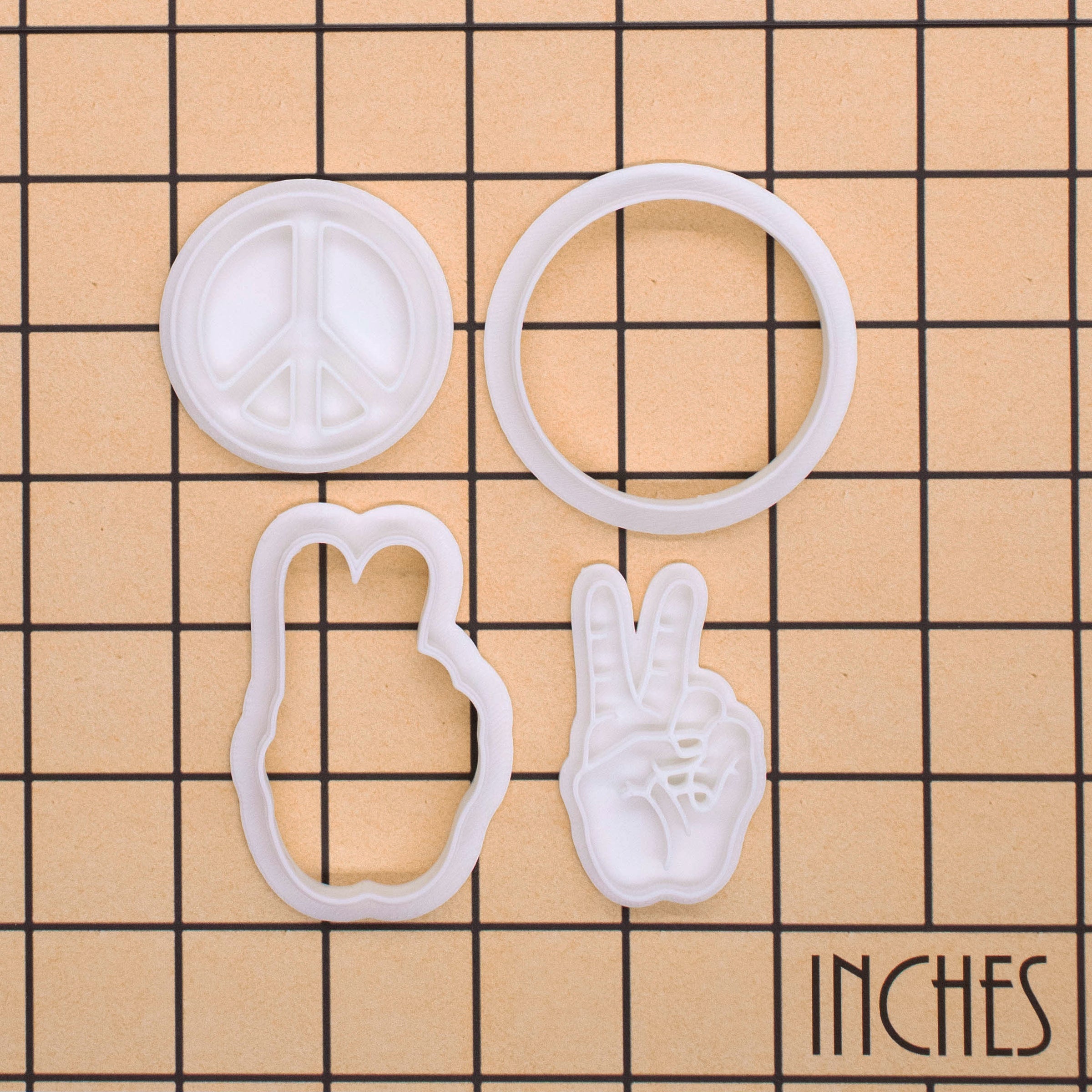 Set of 2 Peace Symbol & V Sign Hand Mini Cookie Cutter & Stamp Sets