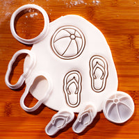Set of 2 Beach Flip Flops & Beach Ball Mini Cookie Cutter & Stamp Set
