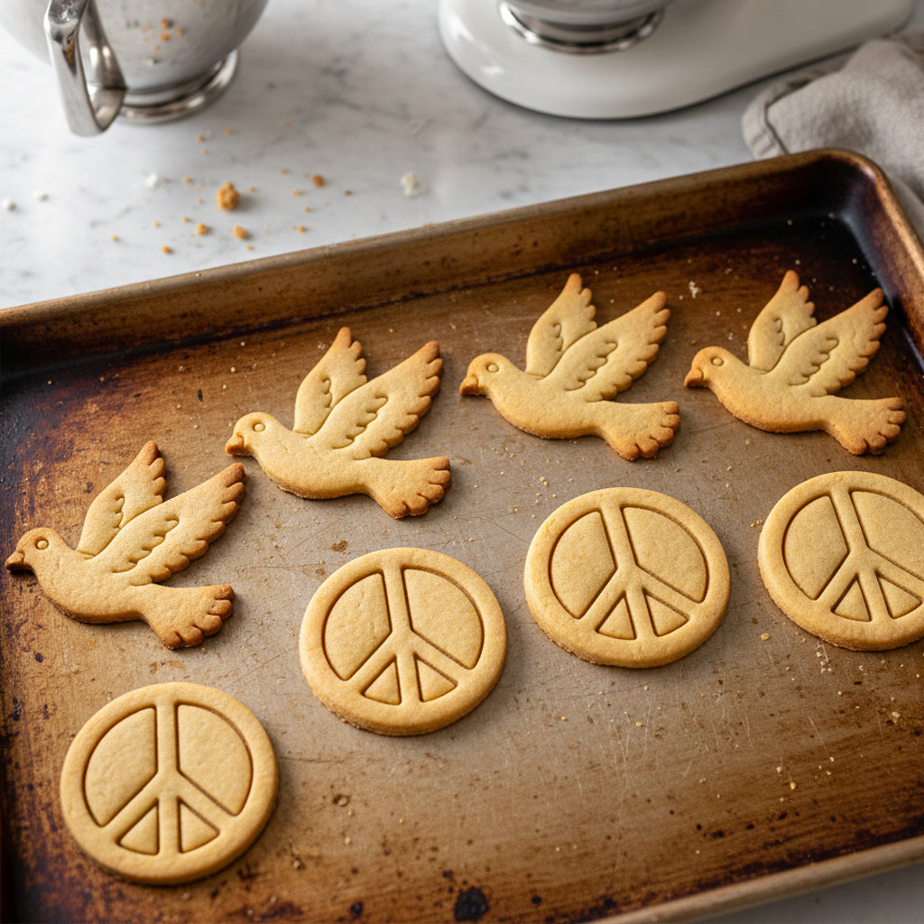 Set of 2 Dove & Peace Sign Cookie Cutters