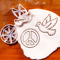 Set of 2 Dove & Peace Sign Cookie Cutters