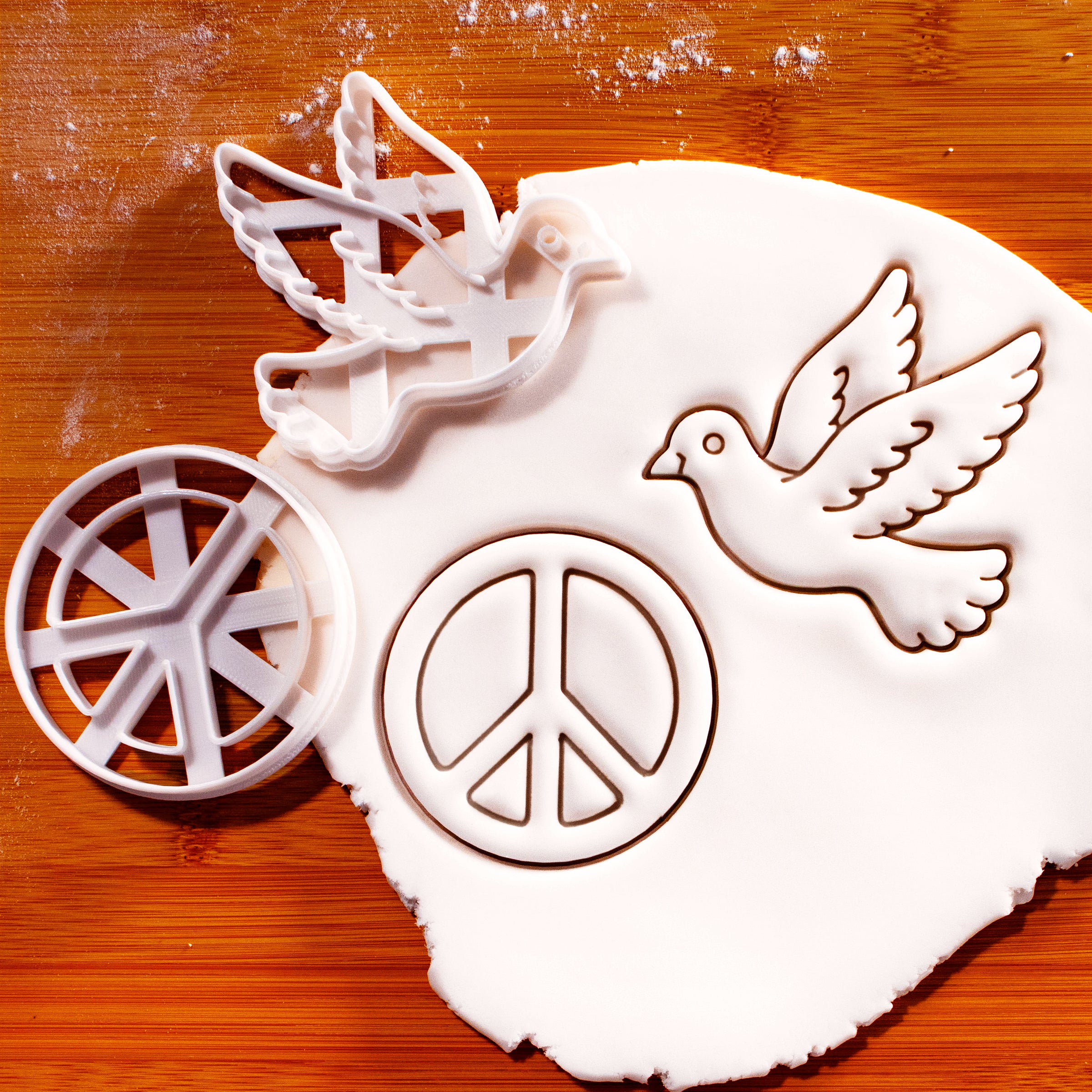 Set of 2 Dove & Peace Sign Cookie Cutters