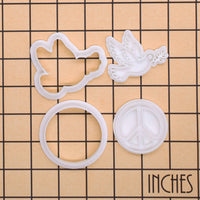 Set of 2 Peace Dove & Peace Sign Mini Cookie Cutter & Stamp Set