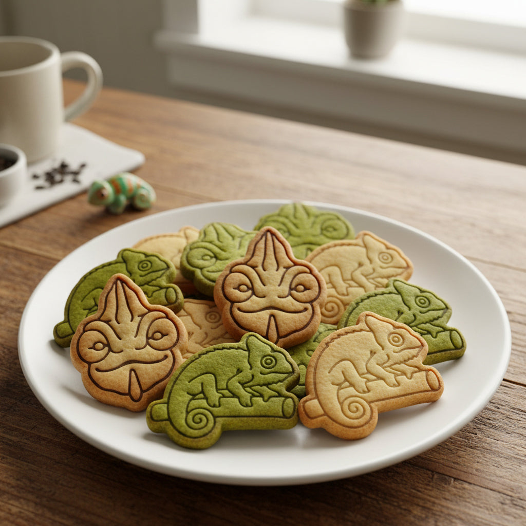Set of 2 Veiled Chameleon Mini Cookie Cutter & Stamp Set