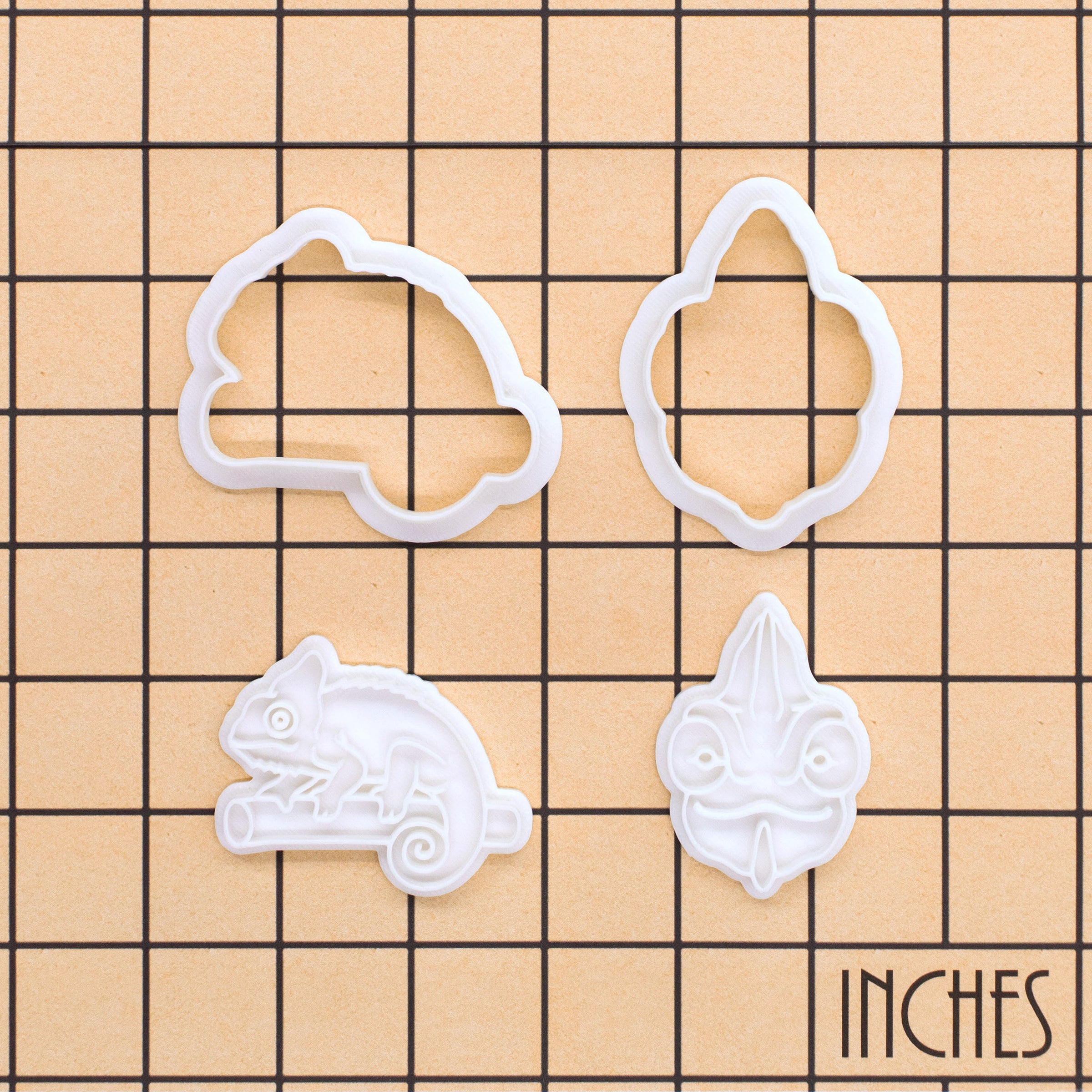 Set of 2 Veiled Chameleon Mini Cookie Cutter & Stamp Set
