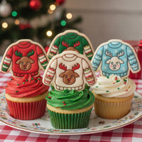 Set of 2 Christmas Cracker & Reindeer Christmas Jumper Mini Cookie Cutter & Stamp Sets