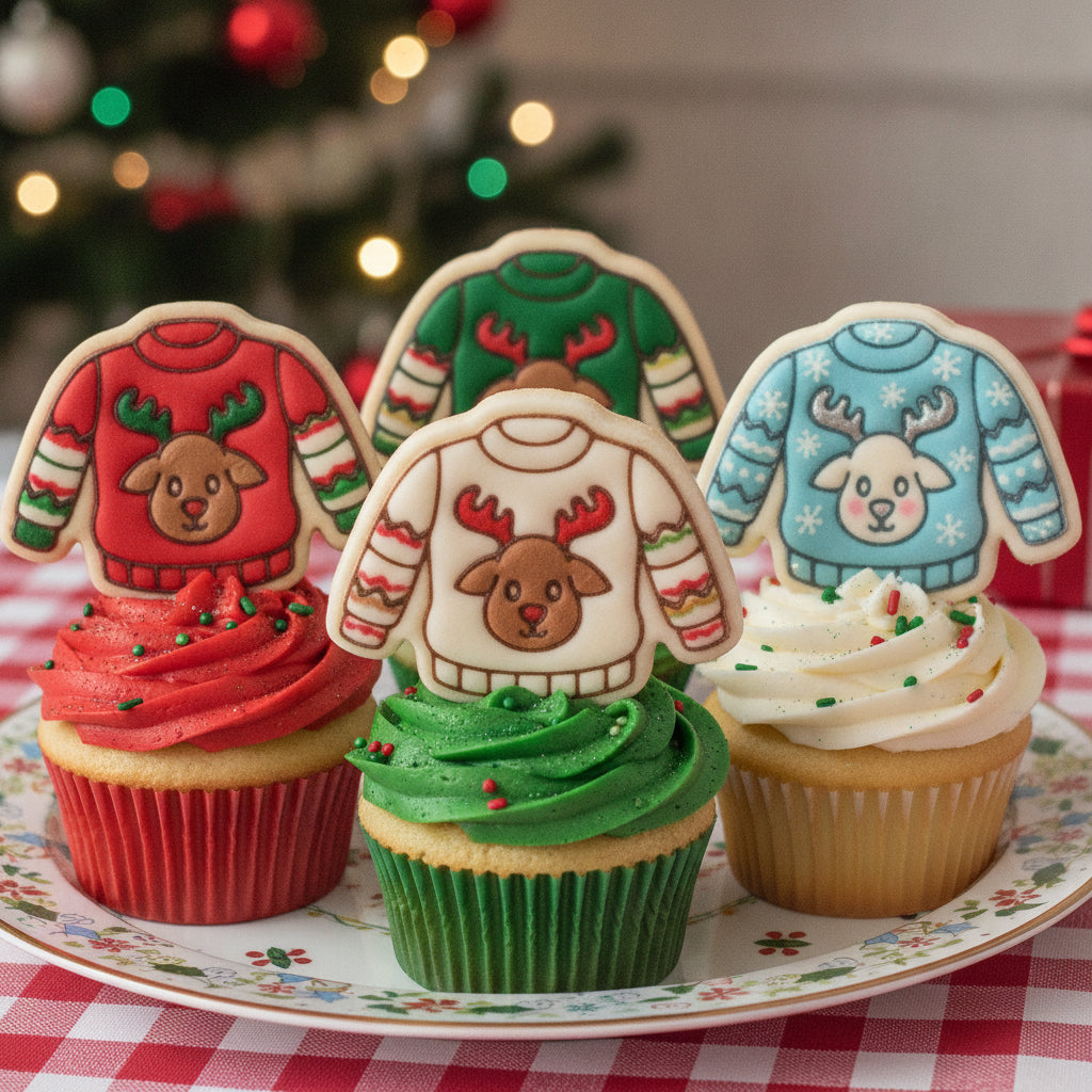 Set of 2 Christmas Cracker & Reindeer Christmas Jumper Mini Cookie Cutter & Stamp Sets
