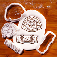 Set of 2 Christmas Cracker & Reindeer Christmas Jumper Mini Cookie Cutter & Stamp Sets