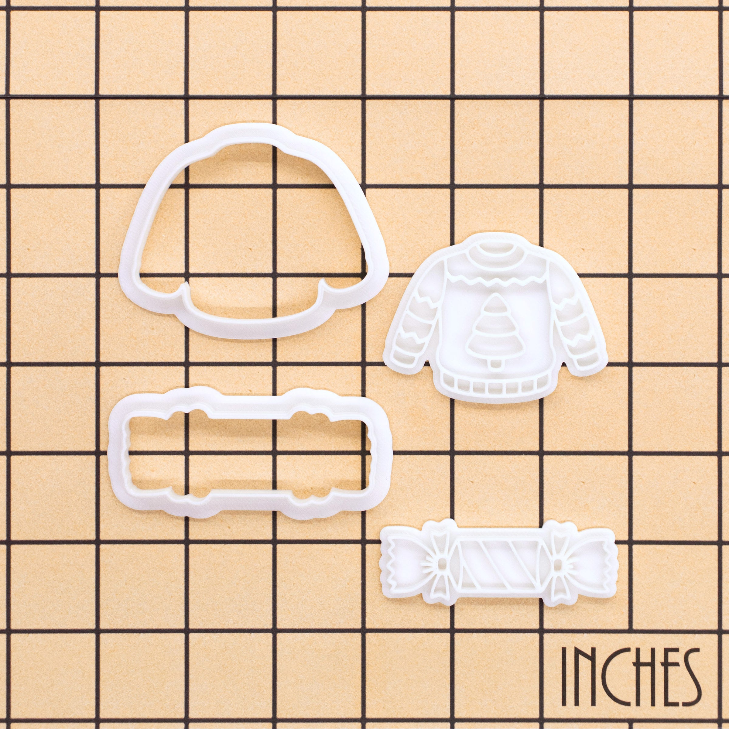 Set of 2 Christmas Cracker & Christmas Tree Jumper Mini Cookie Cutter & Stamp Sets