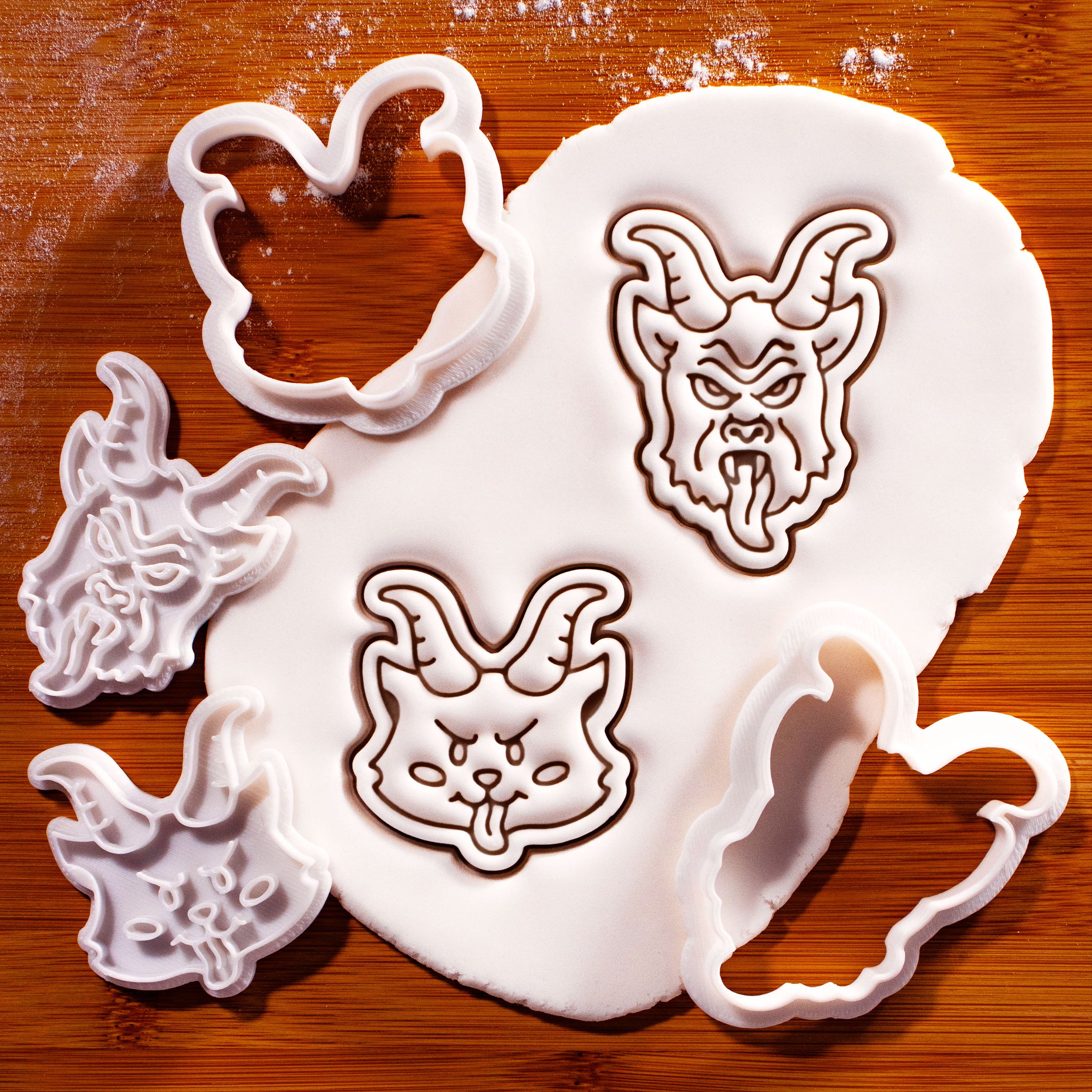 Set of 2 Realistic & Cute Krampus Mini Cookie Cutter & Stamp Sets