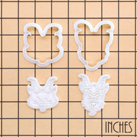 Set of 2 Realistic & Cute Krampus Mini Cookie Cutter & Stamp Sets