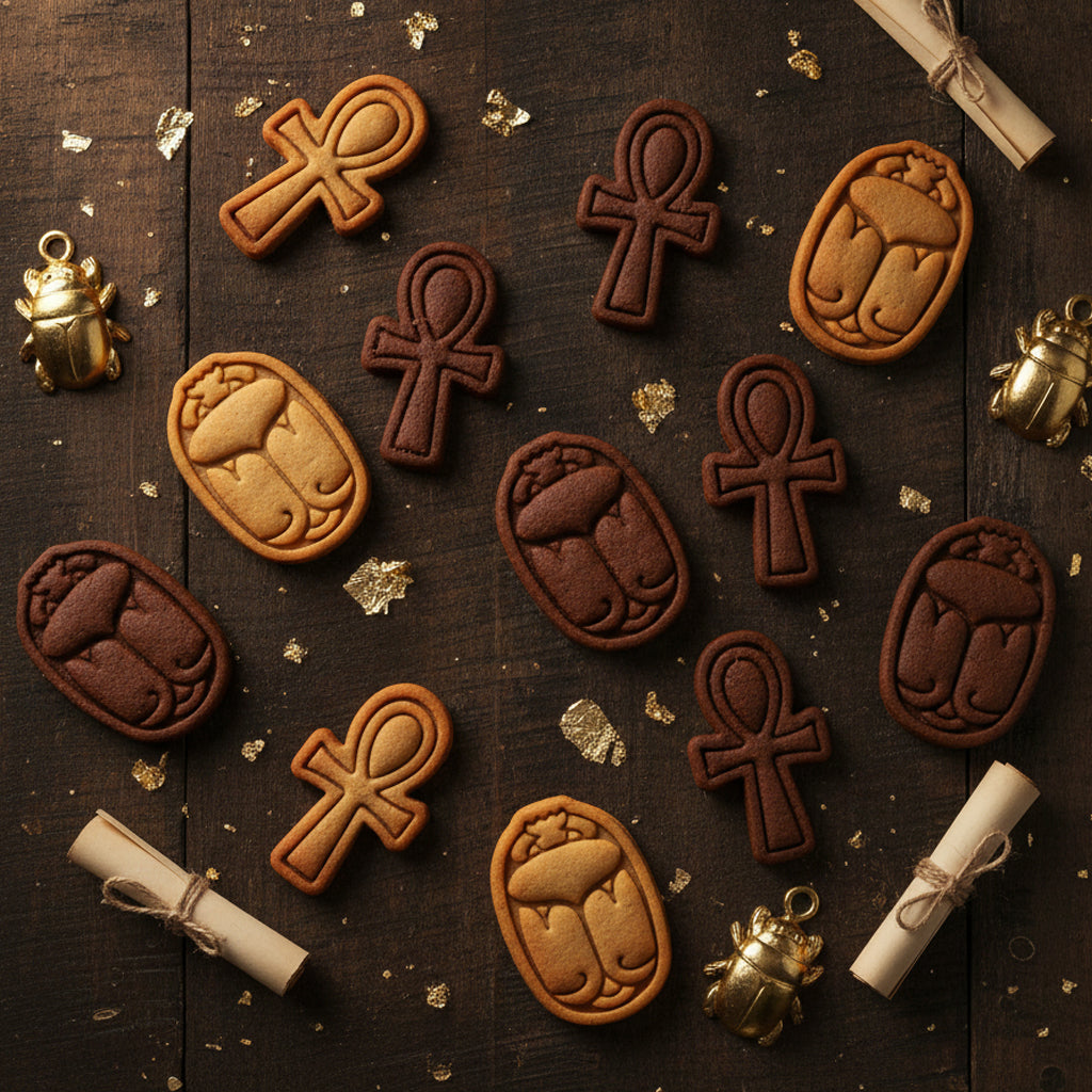 Set of 2 Ankh & Scarab Mini Cookie Cutter & Stamp Set