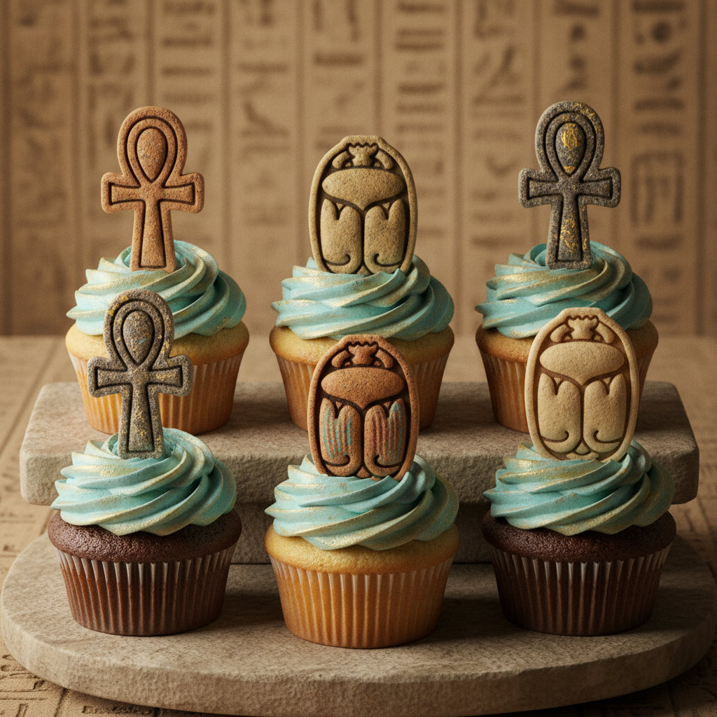 Set of 2 Ankh & Scarab Mini Cookie Cutter & Stamp Set