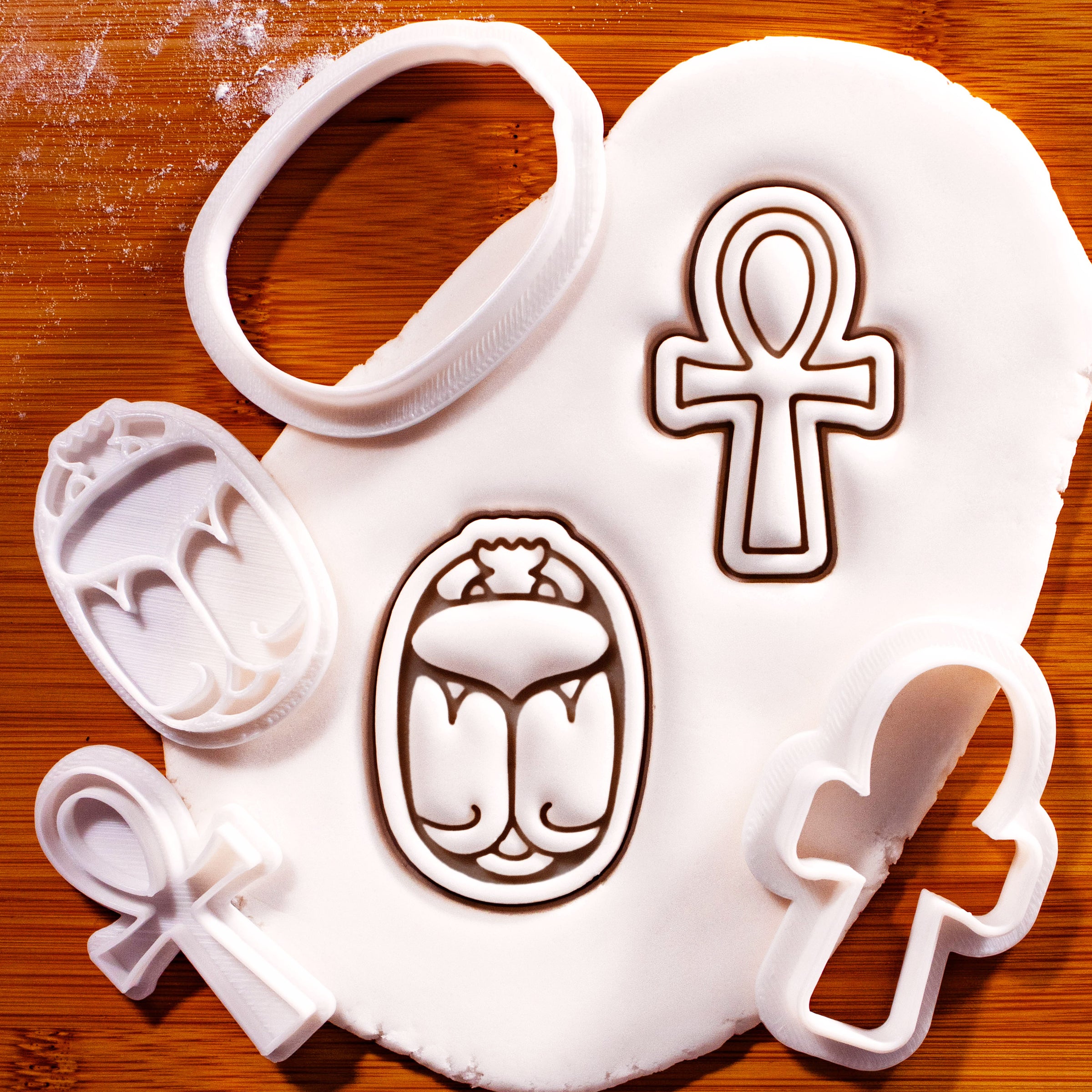 Set of 2 Ankh & Scarab Mini Cookie Cutter & Stamp Set