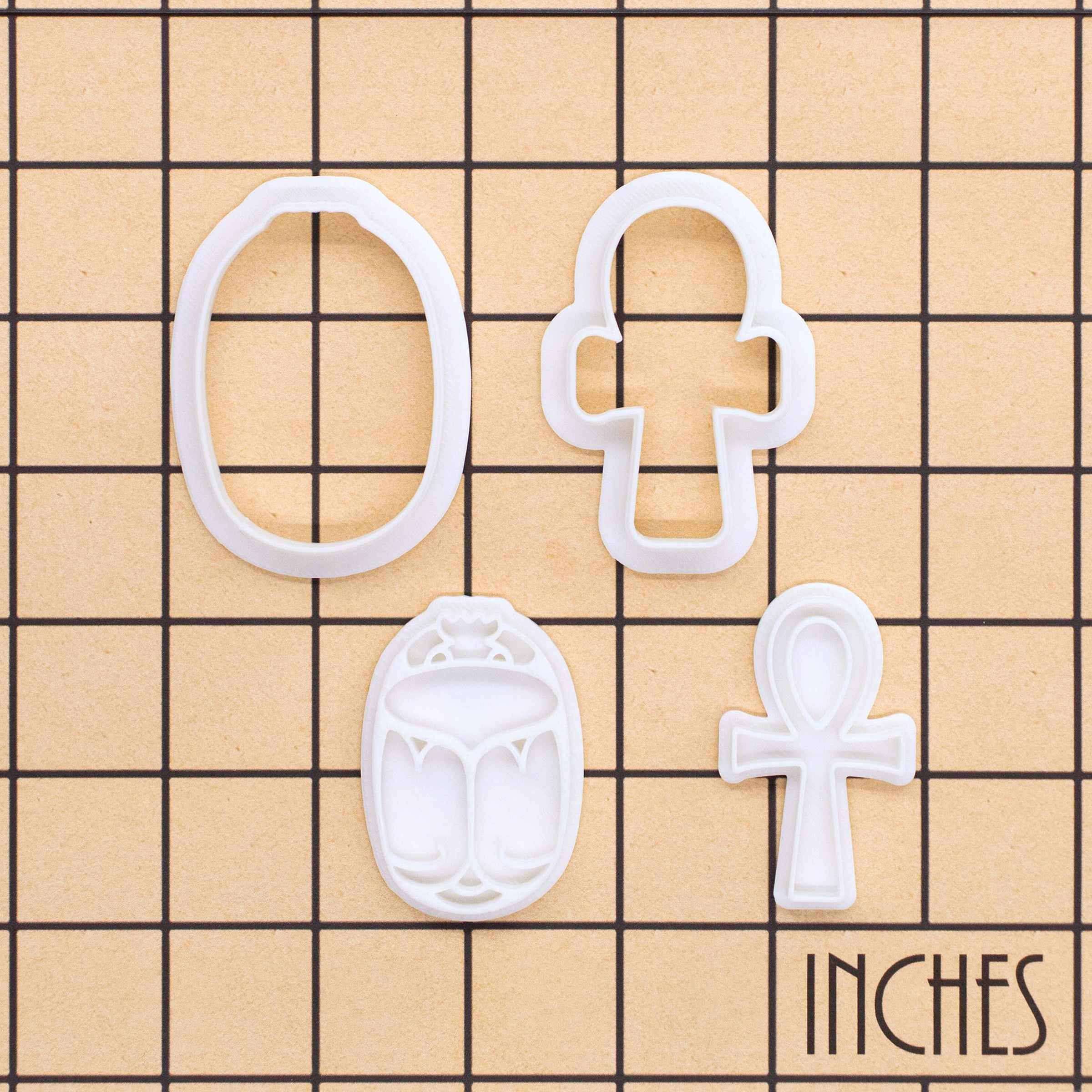 Set of 2 Ankh & Scarab Mini Cookie Cutter & Stamp Set