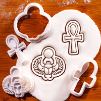 Set of 2 Ankh & Winged Scarab Mini Cookie Cutter & Stamp Set