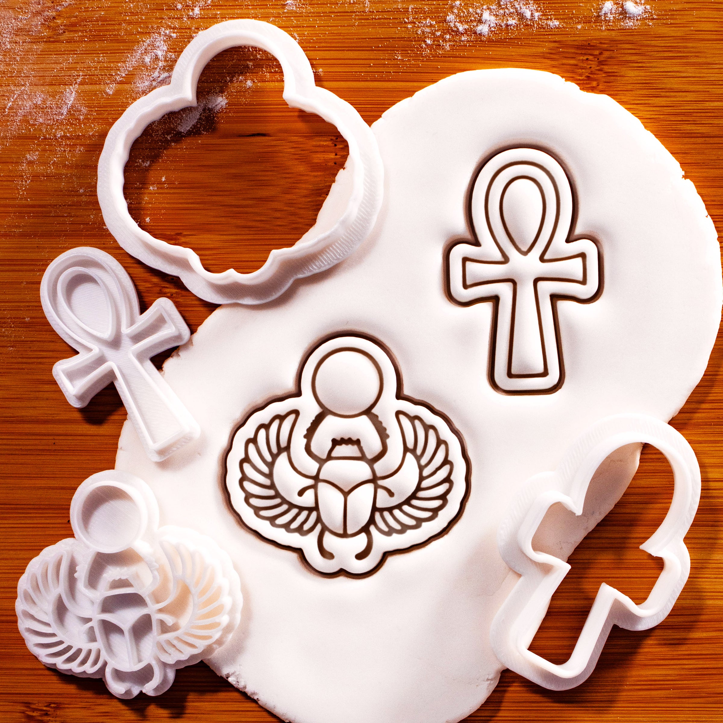 Set of 2 Ankh & Winged Scarab Mini Cookie Cutter & Stamp Set