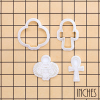 Set of 2 Ankh & Winged Scarab Mini Cookie Cutter & Stamp Set