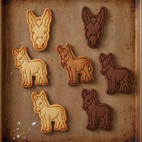 Set of 2 Donkey Face & Full Body Mini Cookie Cutter & Stamp Set
