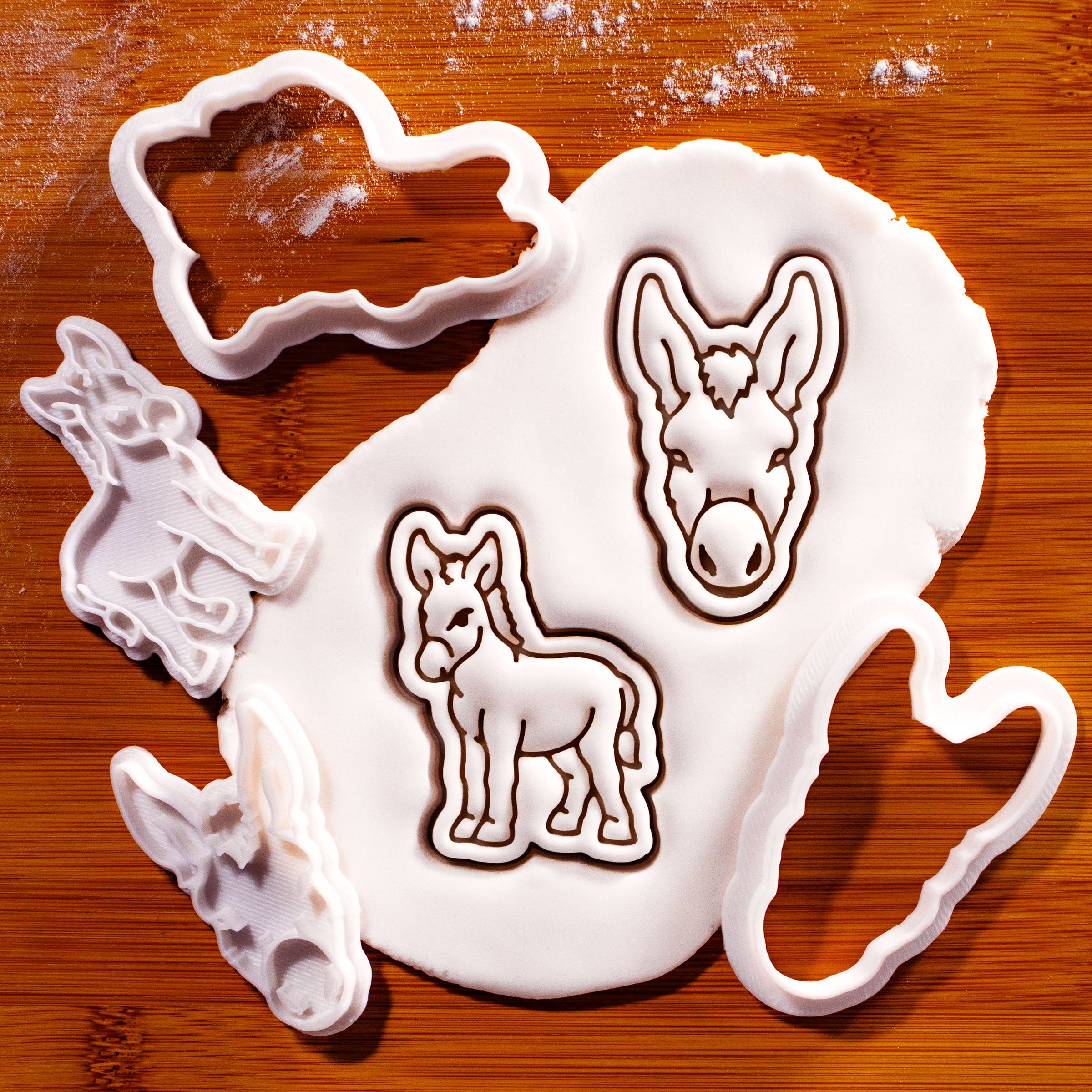 Set of 2 Donkey Face & Full Body Mini Cookie Cutter & Stamp Set