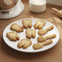 Set of 2 Realistic Tooth & Toothbrush Mini Cookie Cutter & Stamp Sets