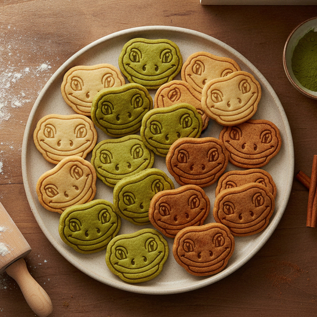 Smiling Gecko Face Mini Cookie Cutter & Stamp Set