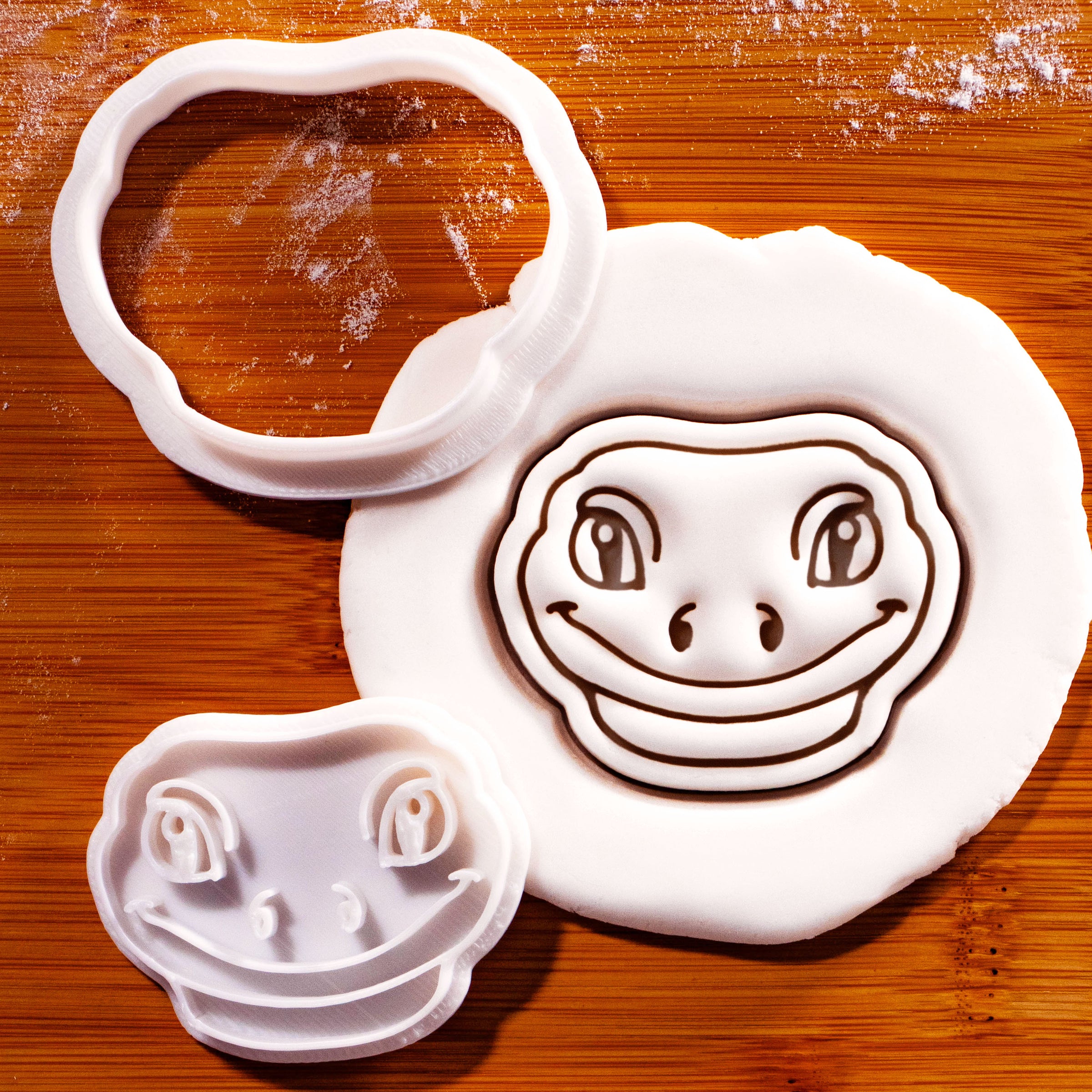 Smiling Gecko Face Mini Cookie Cutter & Stamp Set