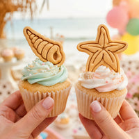 Set of 2 Simple Starfish & Screw Shell Mini Cookie Cutter & Stamp Sets