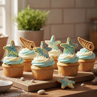 Set of 2 Simple Starfish & Screw Shell Mini Cookie Cutter & Stamp Sets