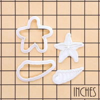 Set of 2 Simple Starfish & Screw Shell Mini Cookie Cutter & Stamp Sets