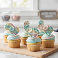 Set of 2 Seahorse & Seashell Mini Cookie Cutter & Stamp Sets