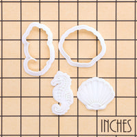 Set of 2 Seahorse & Seashell Mini Cookie Cutter & Stamp Sets