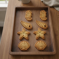 Set of 4 Seahorse, Seashell, Simple Starfish & Screw Shell Mini Cookie Cutter & Stamp Sets