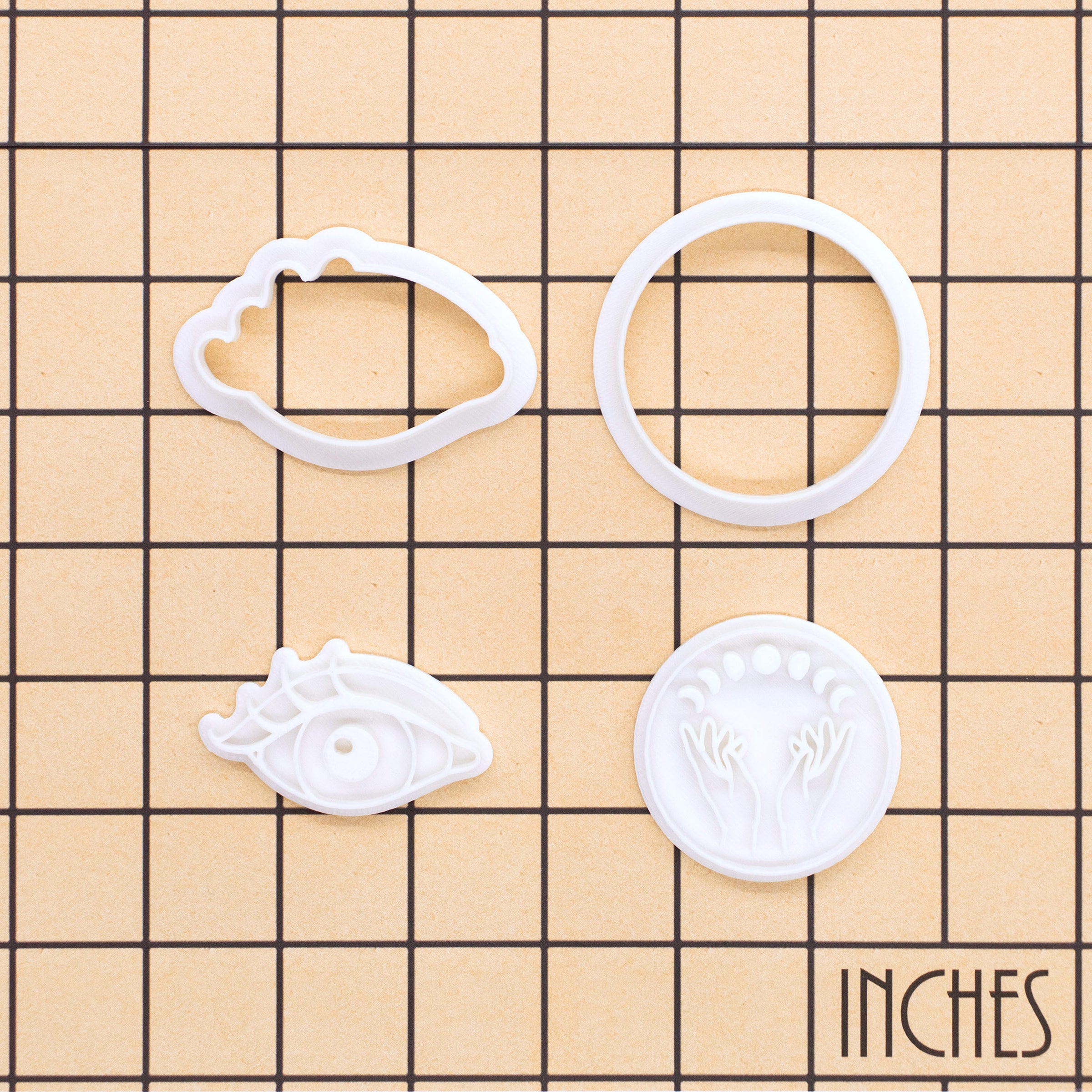 Set of 2 Eye & Magic Hands Moon Phases Mini Cookie Cutter & Stamp Sets
